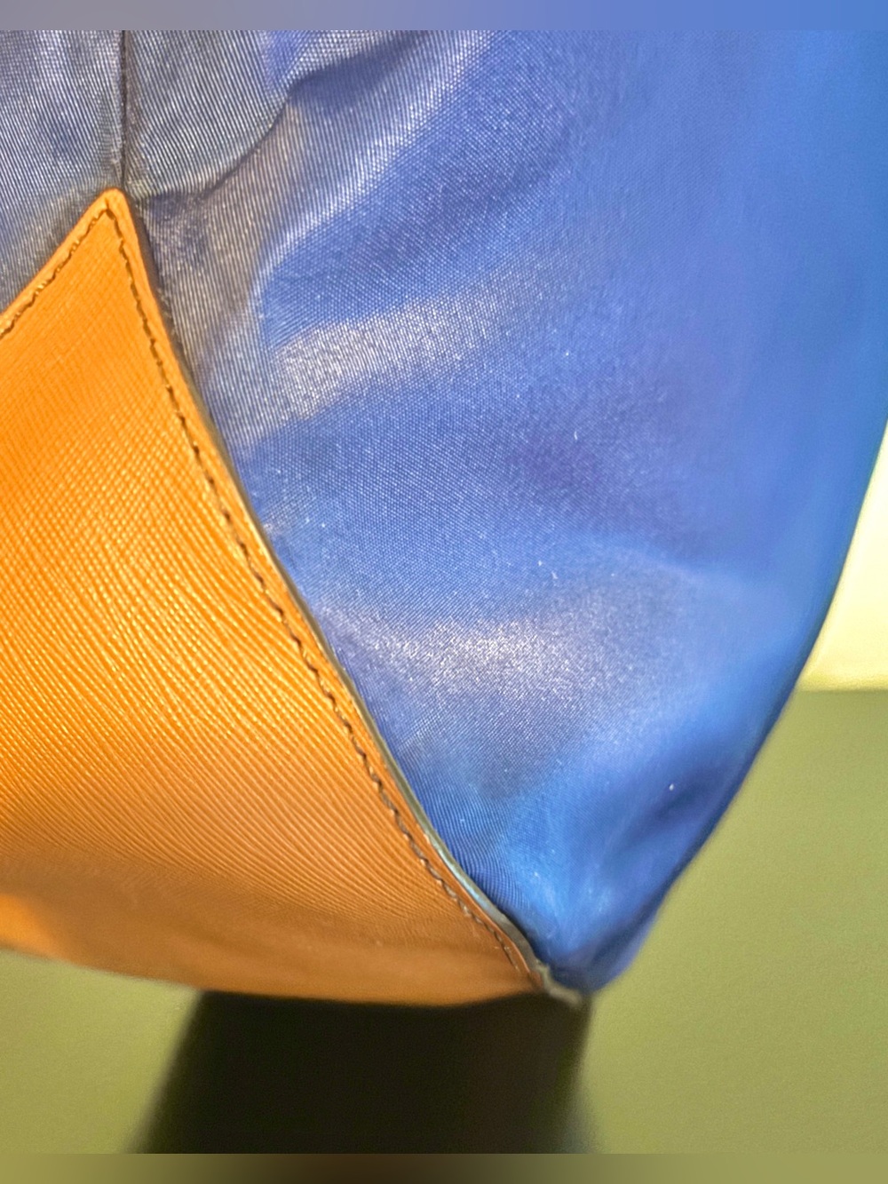 Michael Kors Kempton Blue Nylon Tote with Tan Saffiano Leather, EUC, Retail $85 - Picture 6 of 15